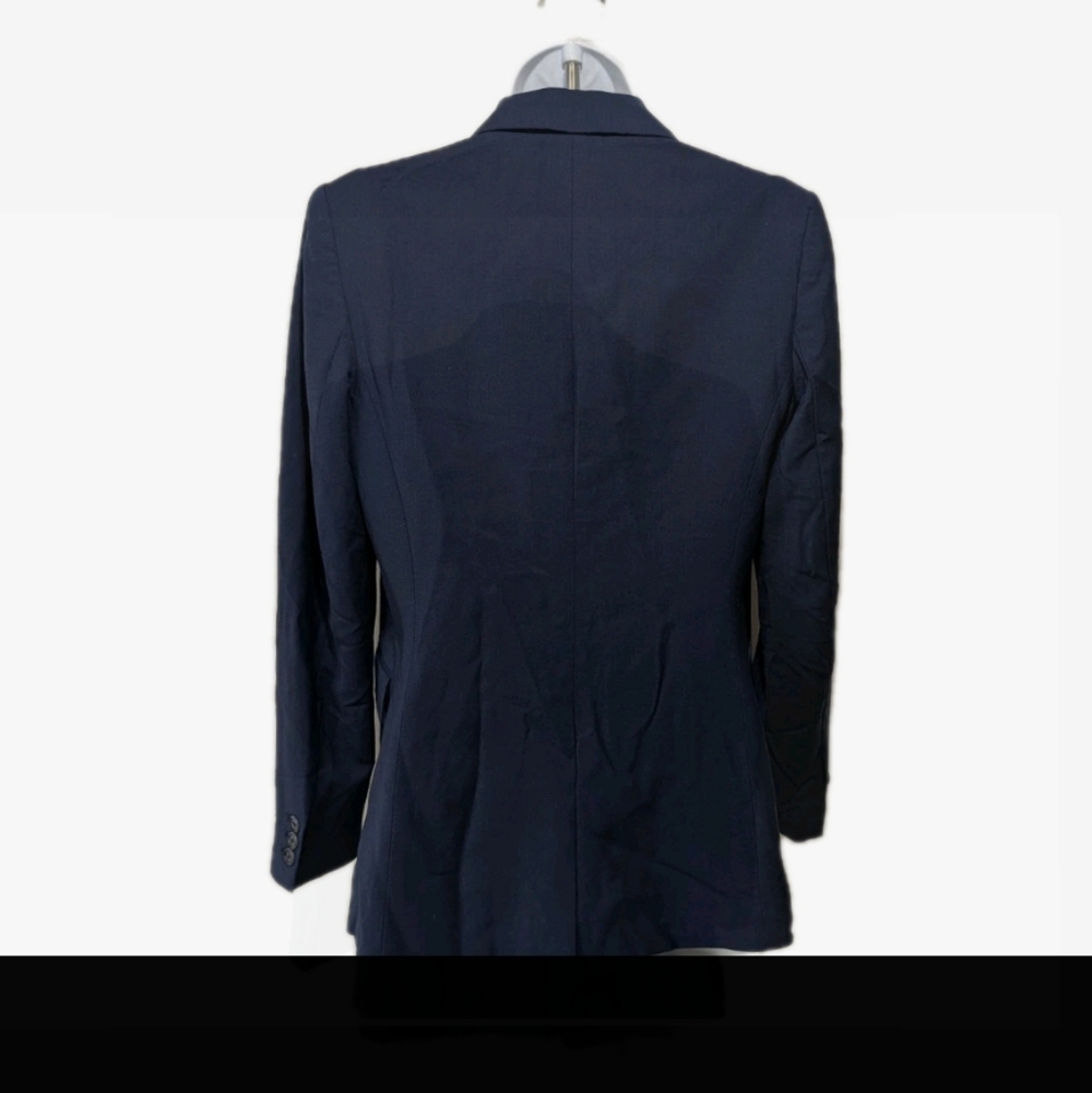 Theory Sepia Long Sleeve Open Front Blazer Navy Blue 4 Virgin Wool Bl Sustainabl - Picture 8 of 14